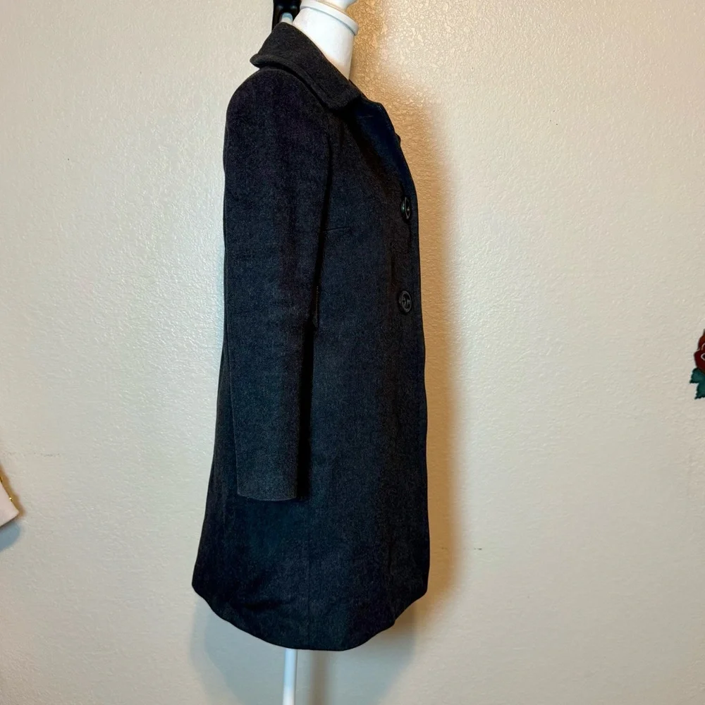 J. Crew Cashmere & Wool Harriet Plum Pea Coat Charcoal Gray Size 0 Petite - Picture 10 of 15